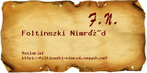 Foltinszki Nimród névjegykártya